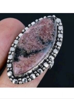 Rhodonite Gemstone 925 Sterling Silver Handmade Ring